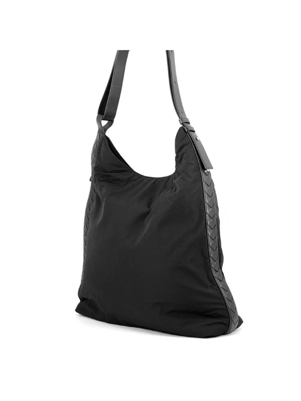 Bottega Veneta Shoulder Bag Intrecciato Crossboard Hobo Nylon Black